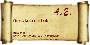 Arnstein Elek névjegykártya
